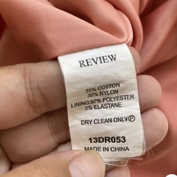 Review Pink and White Lace Dress With Belt Knee Length Fit and Flare Size 12 - Picture 6 of 7